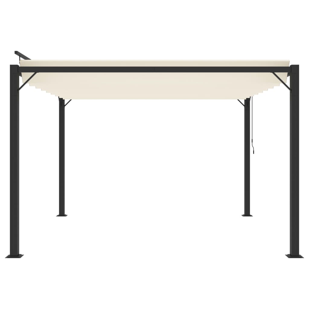 Gazebo Con Tetto A Lamelle 3X3 M In Tessuto Crema E Alluminio Grigio