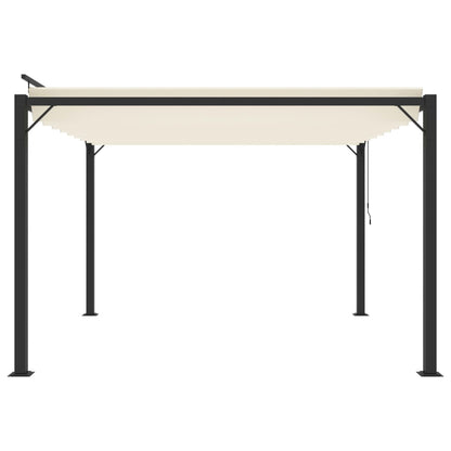 Gazebo Con Tetto A Lamelle 3X3 M In Tessuto Crema E Alluminio Grigio