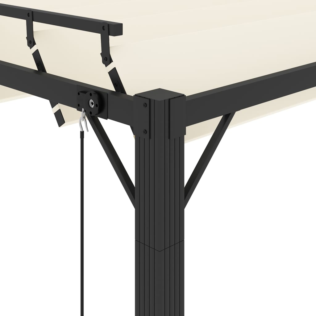 Gazebo Con Tetto A Lamelle 3X3 M In Tessuto Crema E Alluminio Grigio