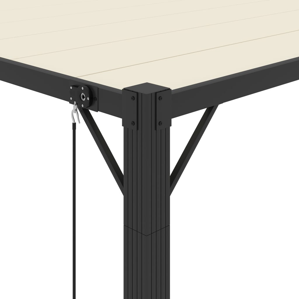 Gazebo Con Tetto A Lamelle 3X3 M In Tessuto Crema E Alluminio Grigio