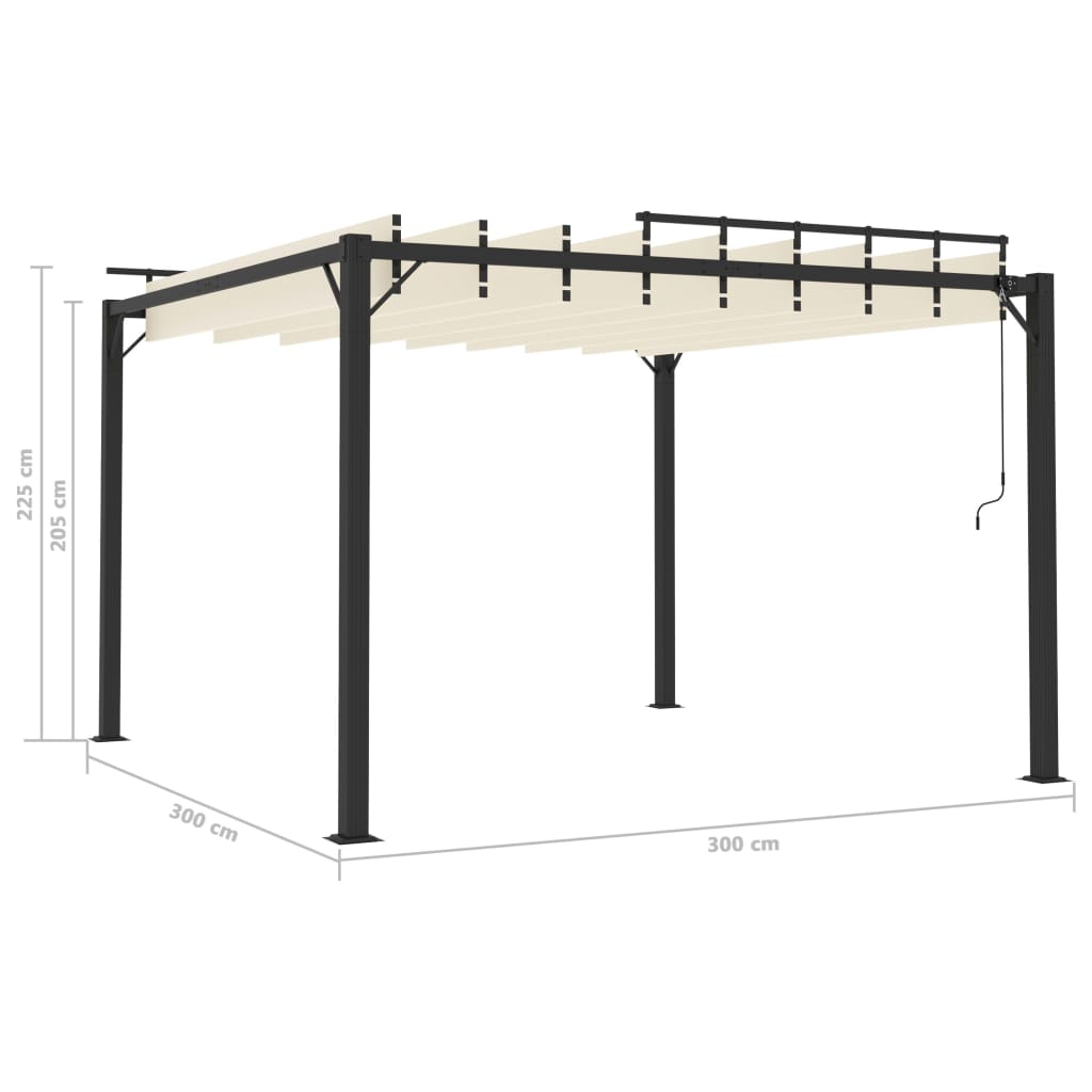 Gazebo Con Tetto A Lamelle 3X3 M In Tessuto Crema E Alluminio Grigio