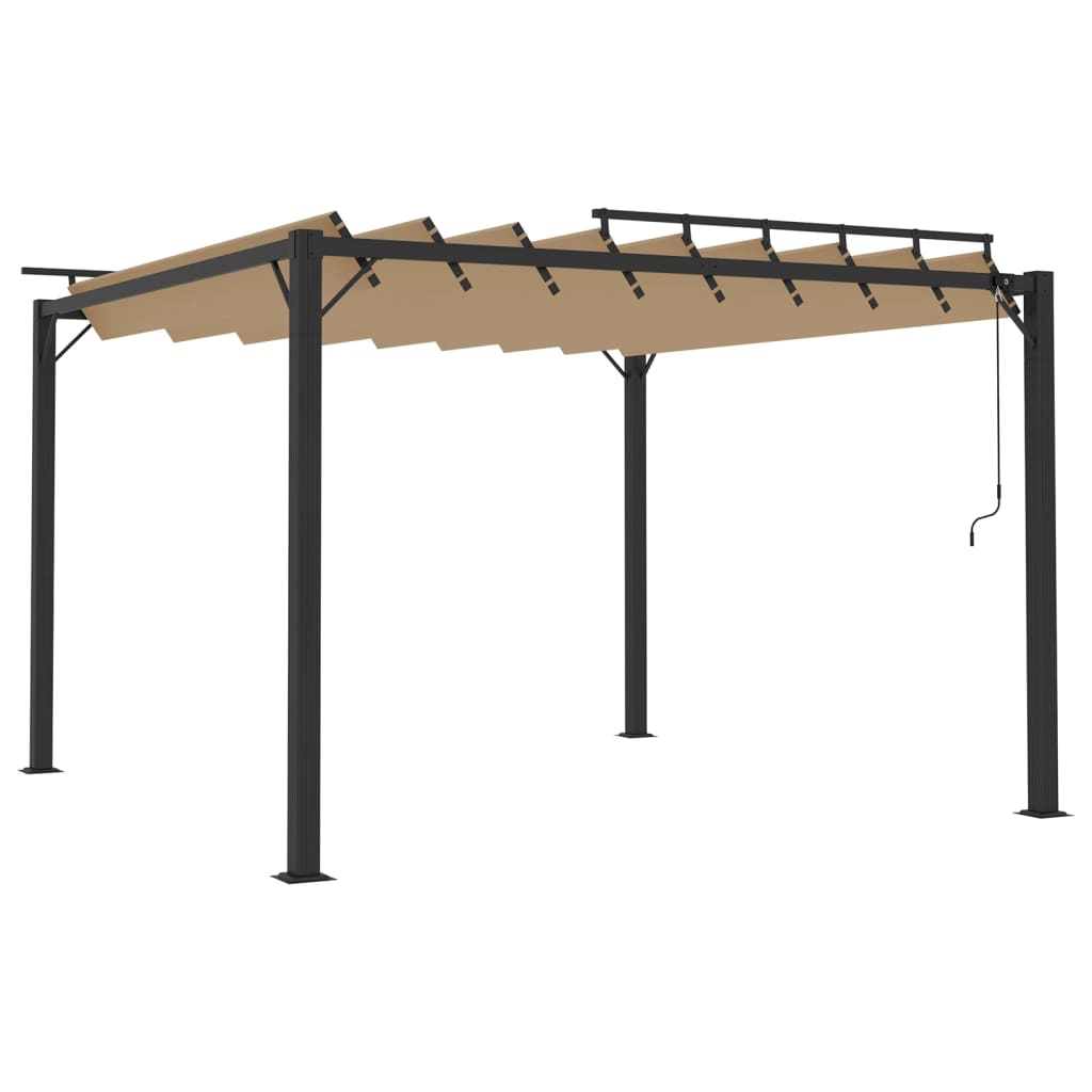Gazebo Con Tetto A Lamelle In Tessuto E Alluminio Tortora