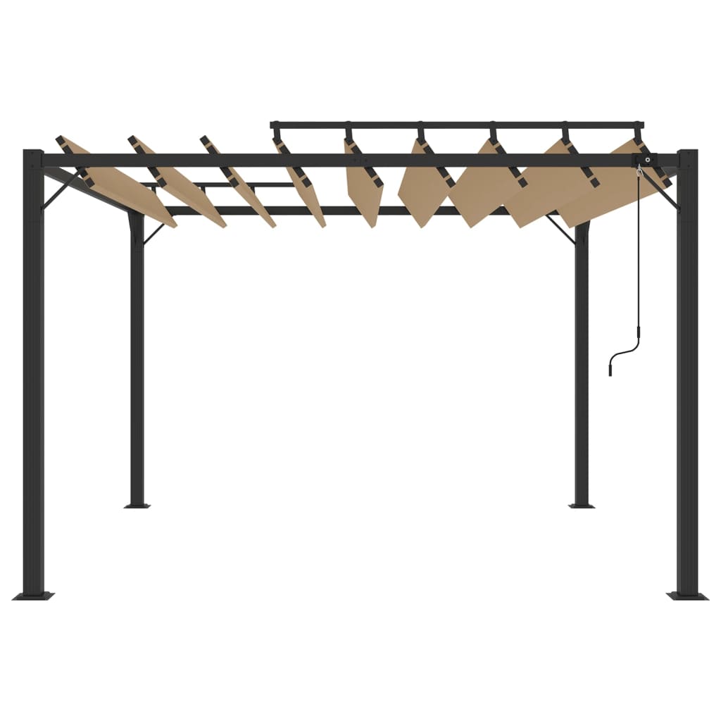Gazebo Con Tetto A Lamelle In Tessuto E Alluminio Tortora