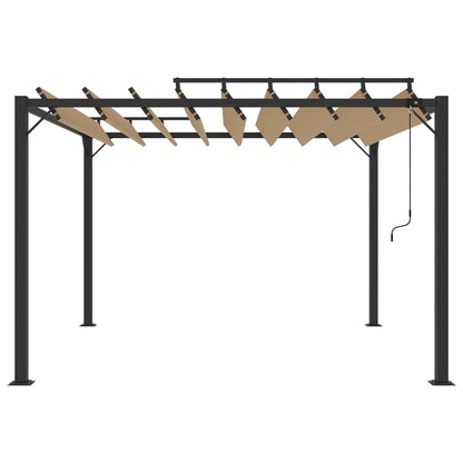 Gazebo Con Tetto A Lamelle In Tessuto E Alluminio Tortora