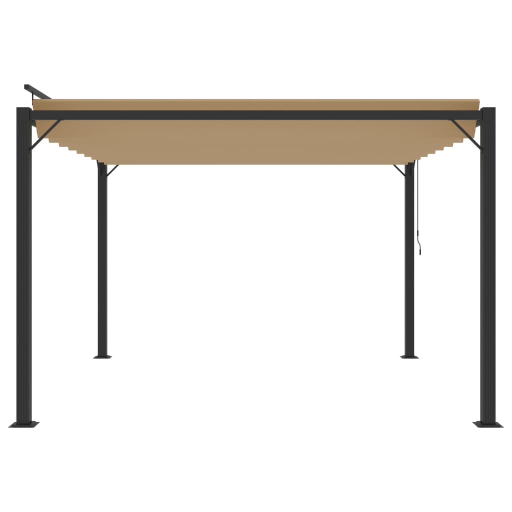 Gazebo Con Tetto A Lamelle In Tessuto E Alluminio Tortora