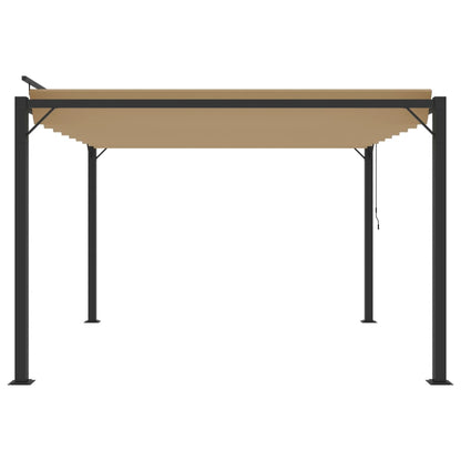 Gazebo Con Tetto A Lamelle In Tessuto E Alluminio Tortora