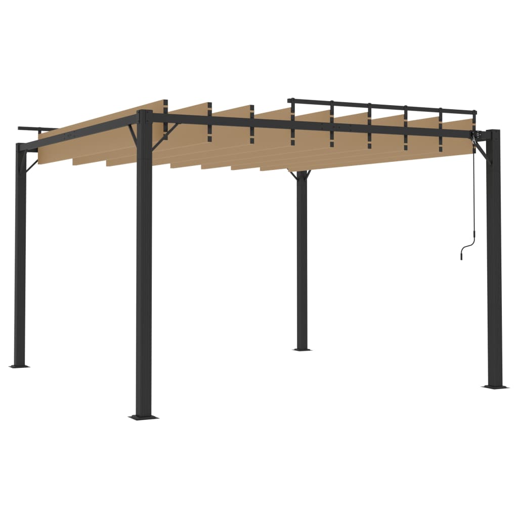 Gazebo Con Tetto A Lamelle In Tessuto E Alluminio Tortora