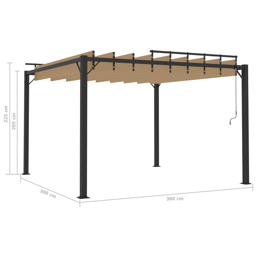 Gazebo Con Tetto A Lamelle In Tessuto E Alluminio Tortora
