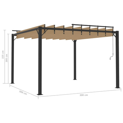 Gazebo Con Tetto A Lamelle In Tessuto E Alluminio Tortora