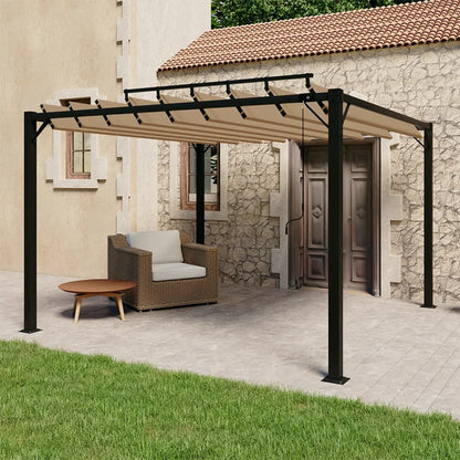 Gazebo Con Tetto A Lamelle In Tessuto E Alluminio Tortora