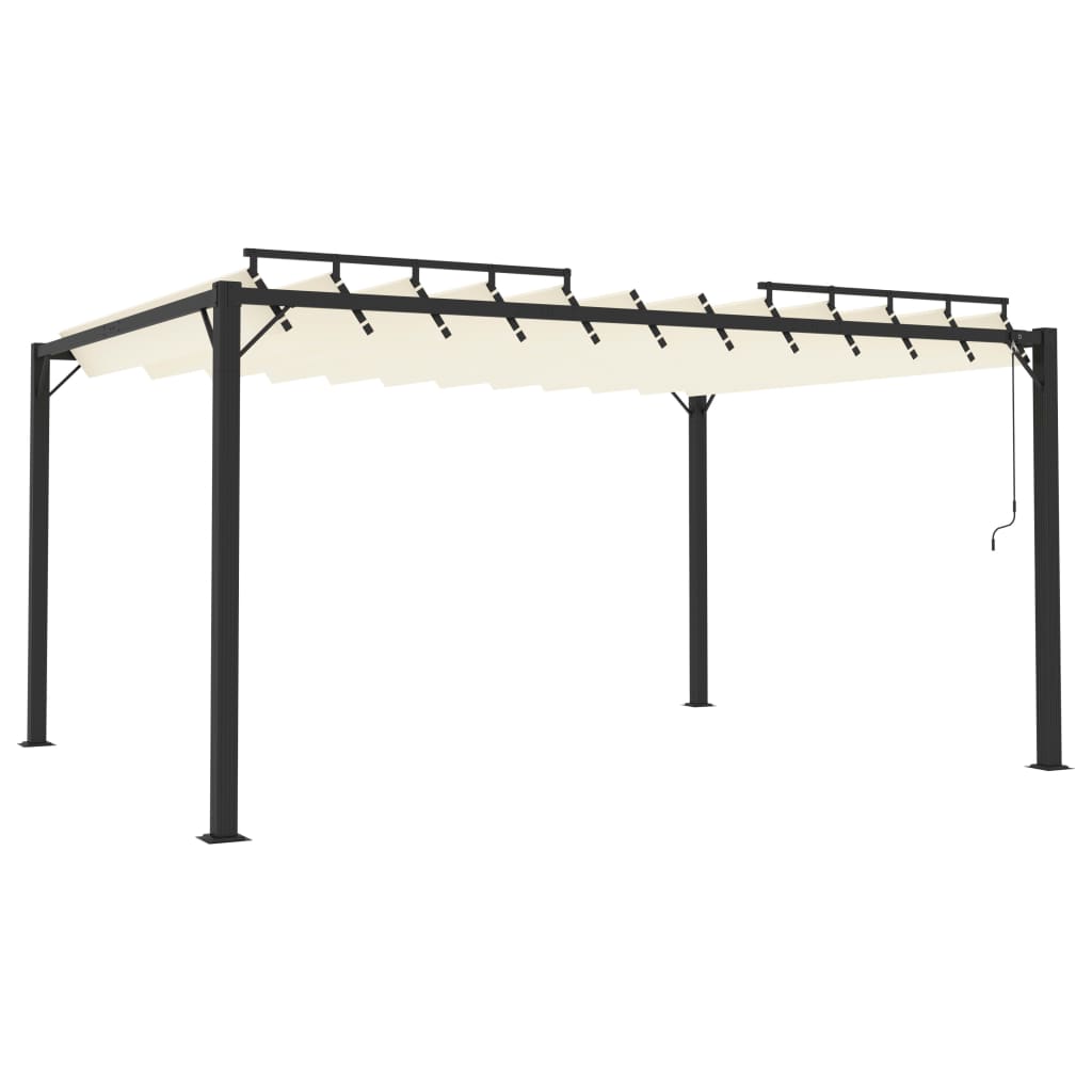 Gazebo Con Tetto A Lamelle In Tessuto E Alluminio Crema