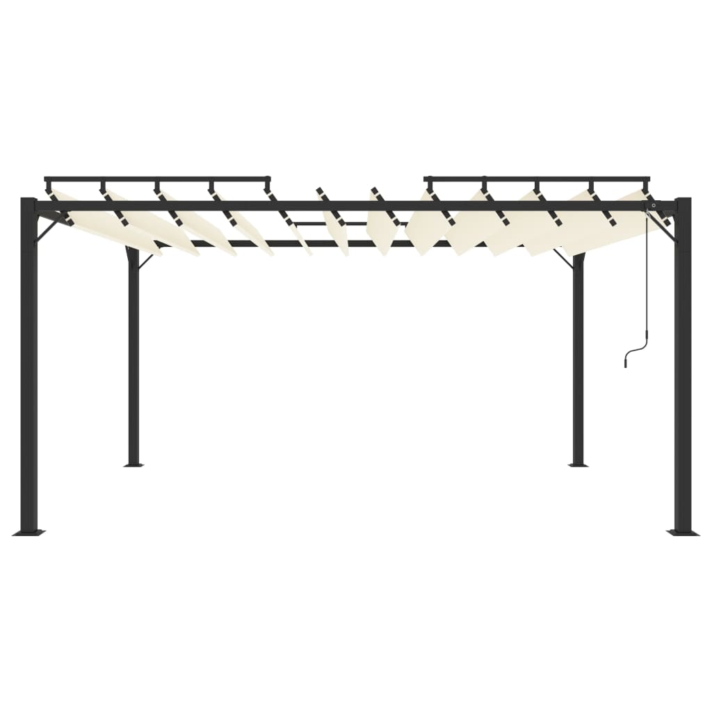 Gazebo Con Tetto A Lamelle In Tessuto E Alluminio Crema