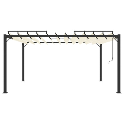 Gazebo Con Tetto A Lamelle In Tessuto E Alluminio Crema