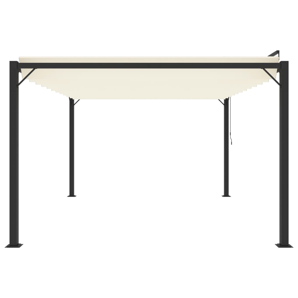 Gazebo Con Tetto A Lamelle In Tessuto E Alluminio Crema