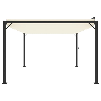 Gazebo Con Tetto A Lamelle In Tessuto E Alluminio Crema