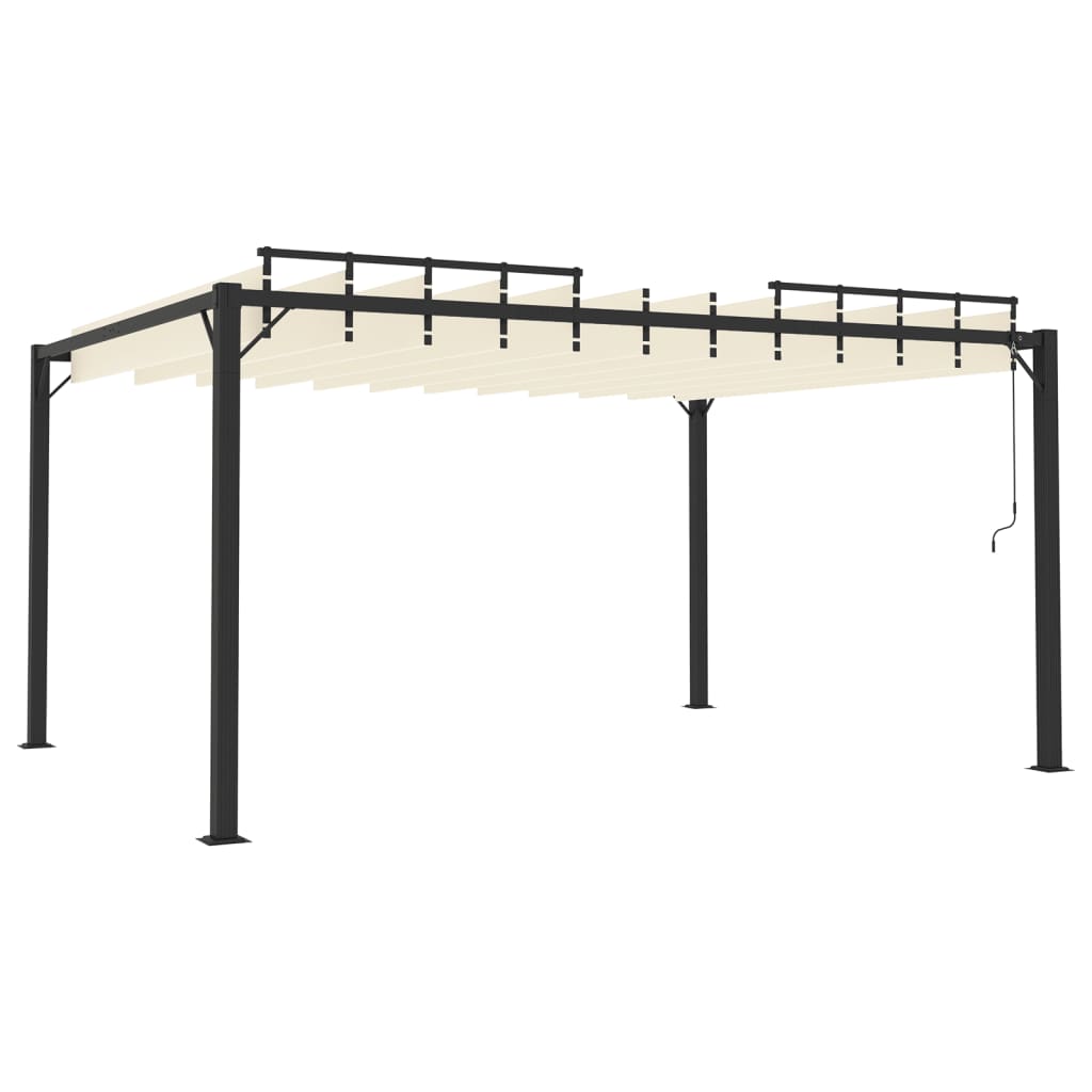 Gazebo Con Tetto A Lamelle In Tessuto E Alluminio Crema