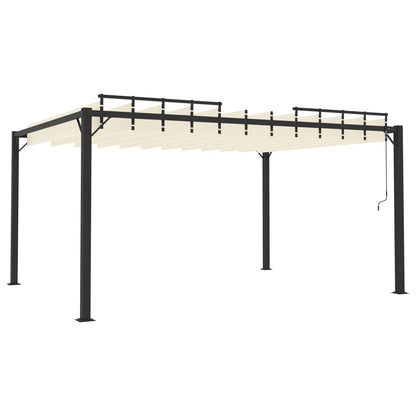 Gazebo Con Tetto A Lamelle In Tessuto E Alluminio Crema