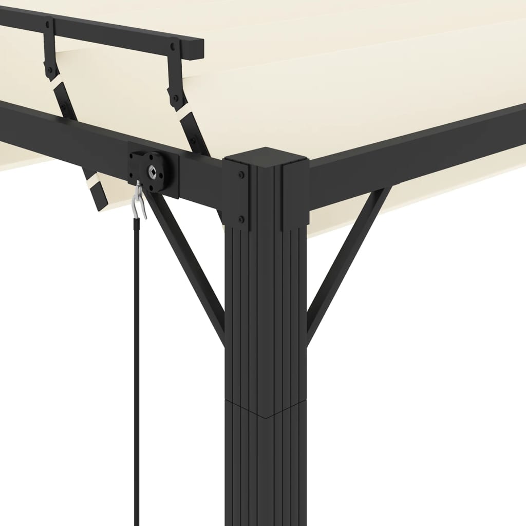 Gazebo Con Tetto A Lamelle In Tessuto E Alluminio Crema