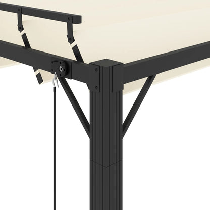 Gazebo Con Tetto A Lamelle In Tessuto E Alluminio Crema
