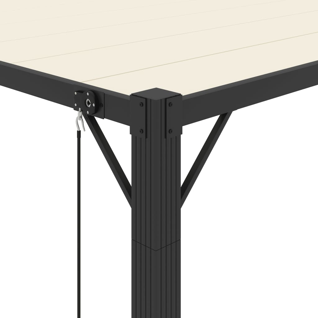 Gazebo Con Tetto A Lamelle In Tessuto E Alluminio Crema