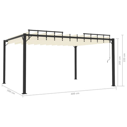 Gazebo Con Tetto A Lamelle In Tessuto E Alluminio Crema