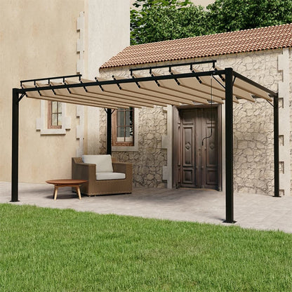 Gazebo Con Tetto A Lamelle In Tessuto E Alluminio Tortora