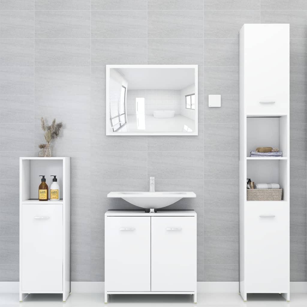 Set Mobili Da Bagno 4 Pz In Legno Multistrato