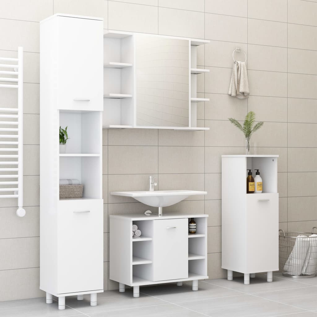 Set Mobili Da Bagno 4 Pz In Legno Multistrato