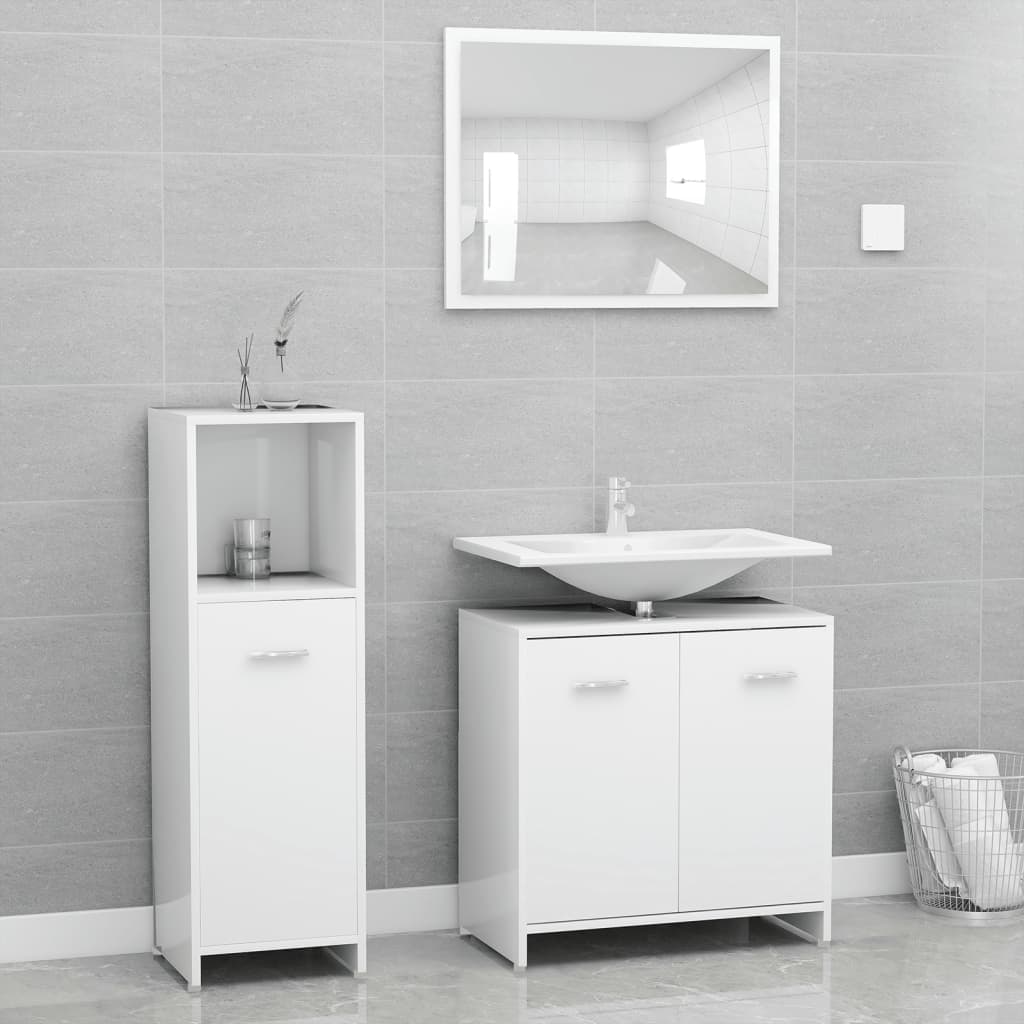 Set Mobili Da Bagno 3 Pz Legno Multistrato
