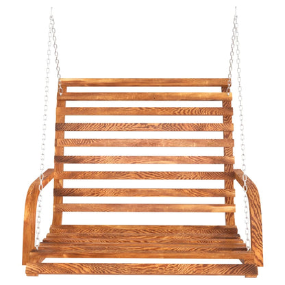 Panca A Dondolo In Legno Ricurvo Finitura Teak 126X63X92 Cm Crema