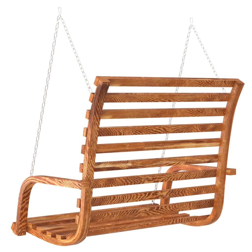 Panca A Dondolo In Legno Ricurvo Finitura Teak 126X63X92 Cm Crema