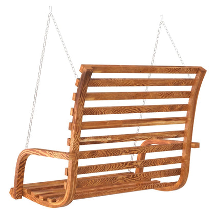 Panca A Dondolo In Legno Ricurvo Finitura Teak 126X63X92 Cm Crema