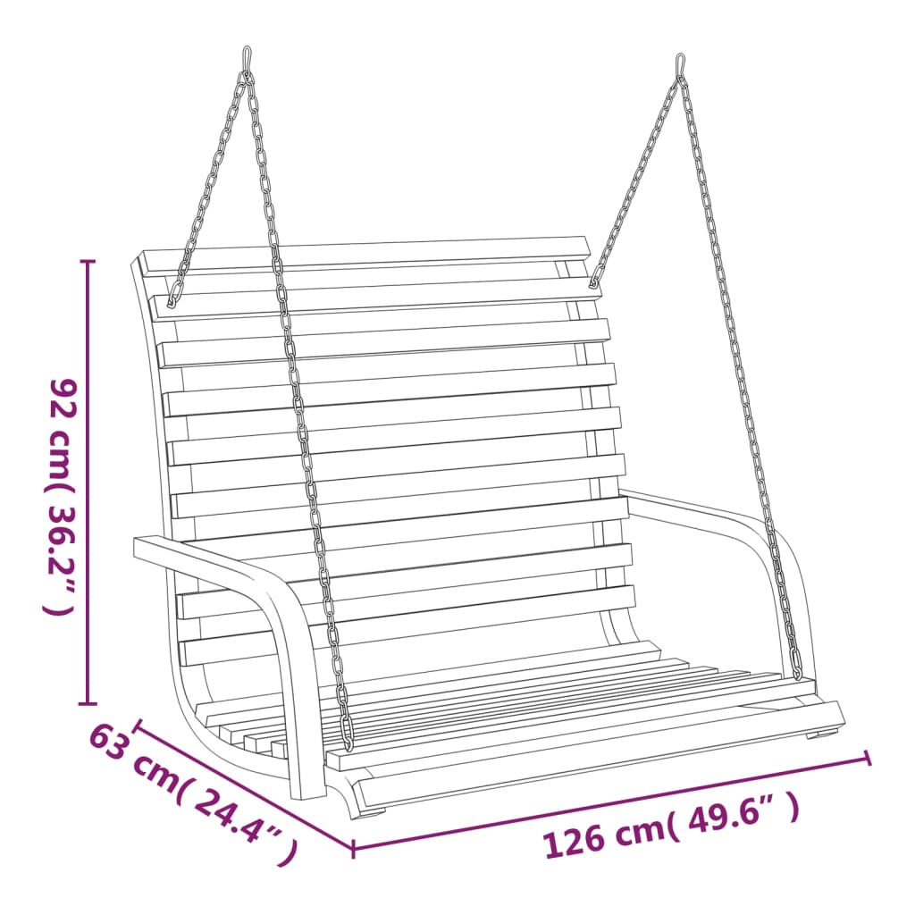 Panca A Dondolo In Legno Ricurvo Finitura Teak 126X63X92 Cm Crema