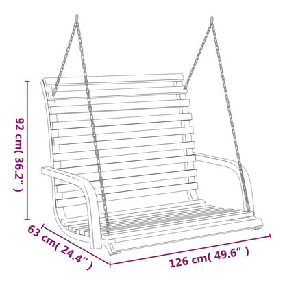 Panca A Dondolo In Legno Ricurvo Finitura Teak 126X63X92 Cm Crema