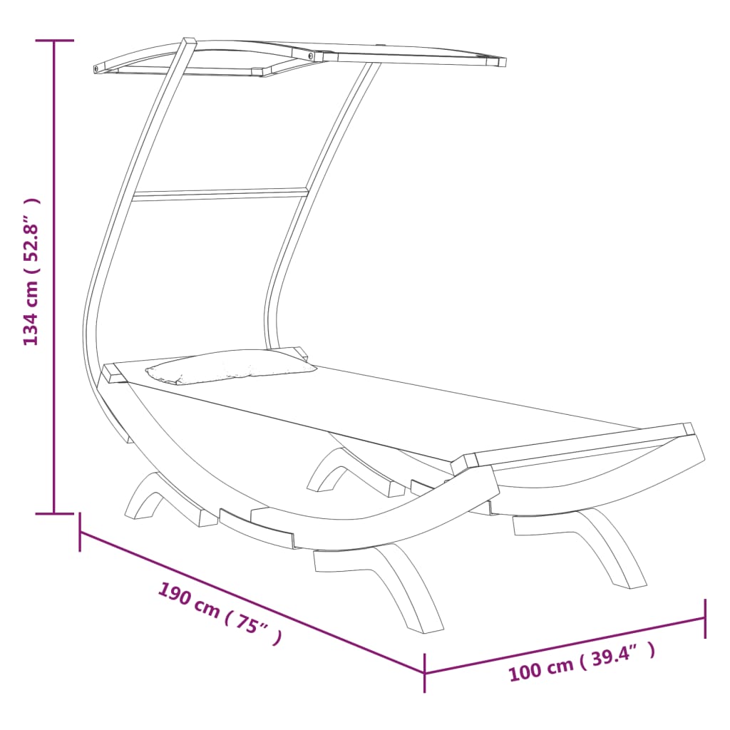 Lettino Con Tettuccio In Legno Curvato