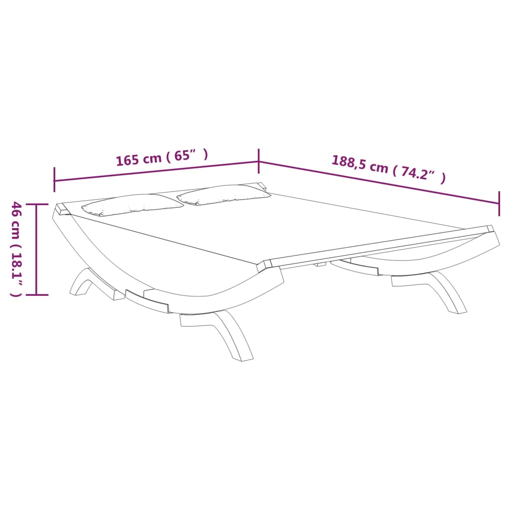 Lettino Prendisole 165X188,5X46 Cm In Legno Curvato