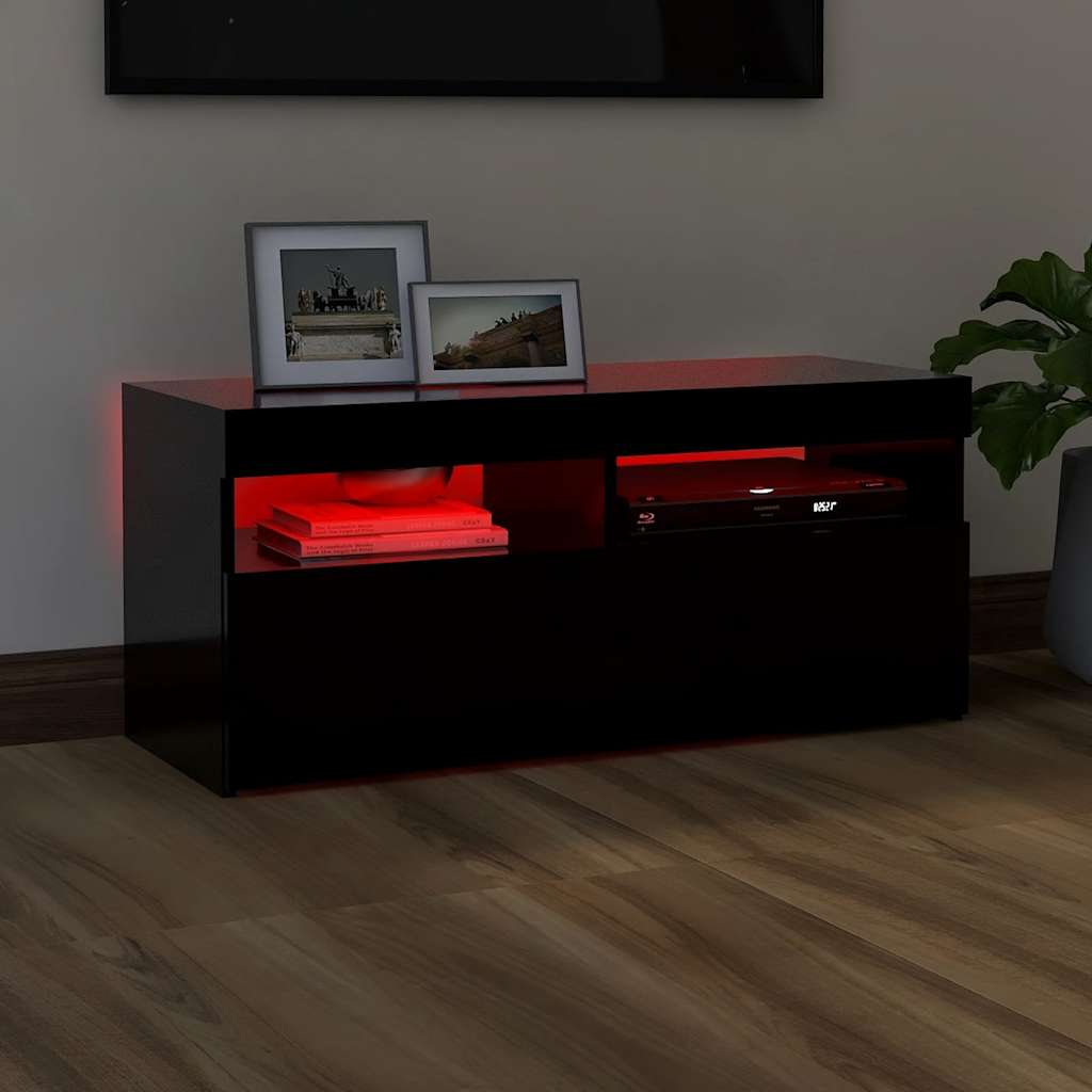 Mobile Porta Tv Con Luci Led 90X35X40 Cm Nero