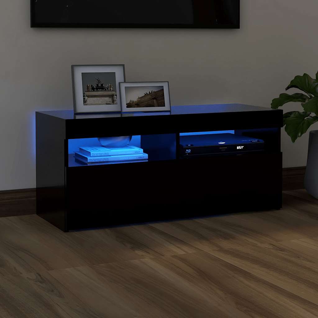 Mobile Porta Tv Con Luci Led 90X35X40 Cm Nero