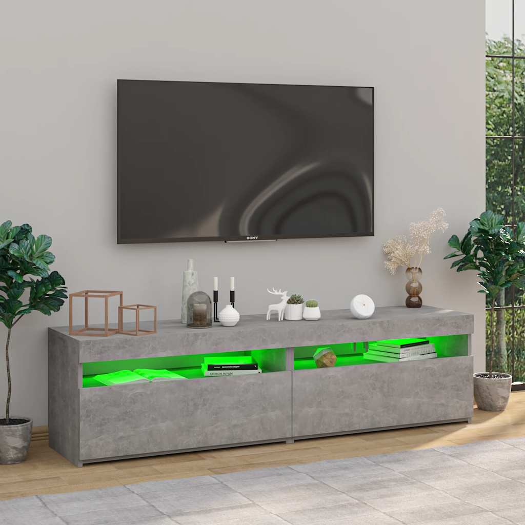 Mobili Porta Tv Con Luci Led 2 Pz Grigio Cemento 75X35X40 Cm Grigio Cemento