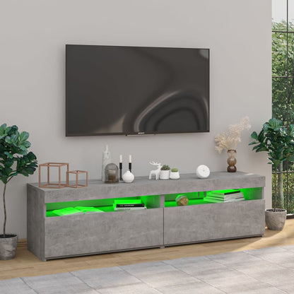 Mobili Porta Tv Con Luci Led 2 Pz Grigio Cemento 75X35X40 Cm Grigio Cemento