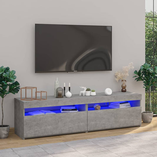 Mobili Porta Tv Con Luci Led 2 Pz Grigio Cemento 75X35X40 Cm Grigio Cemento