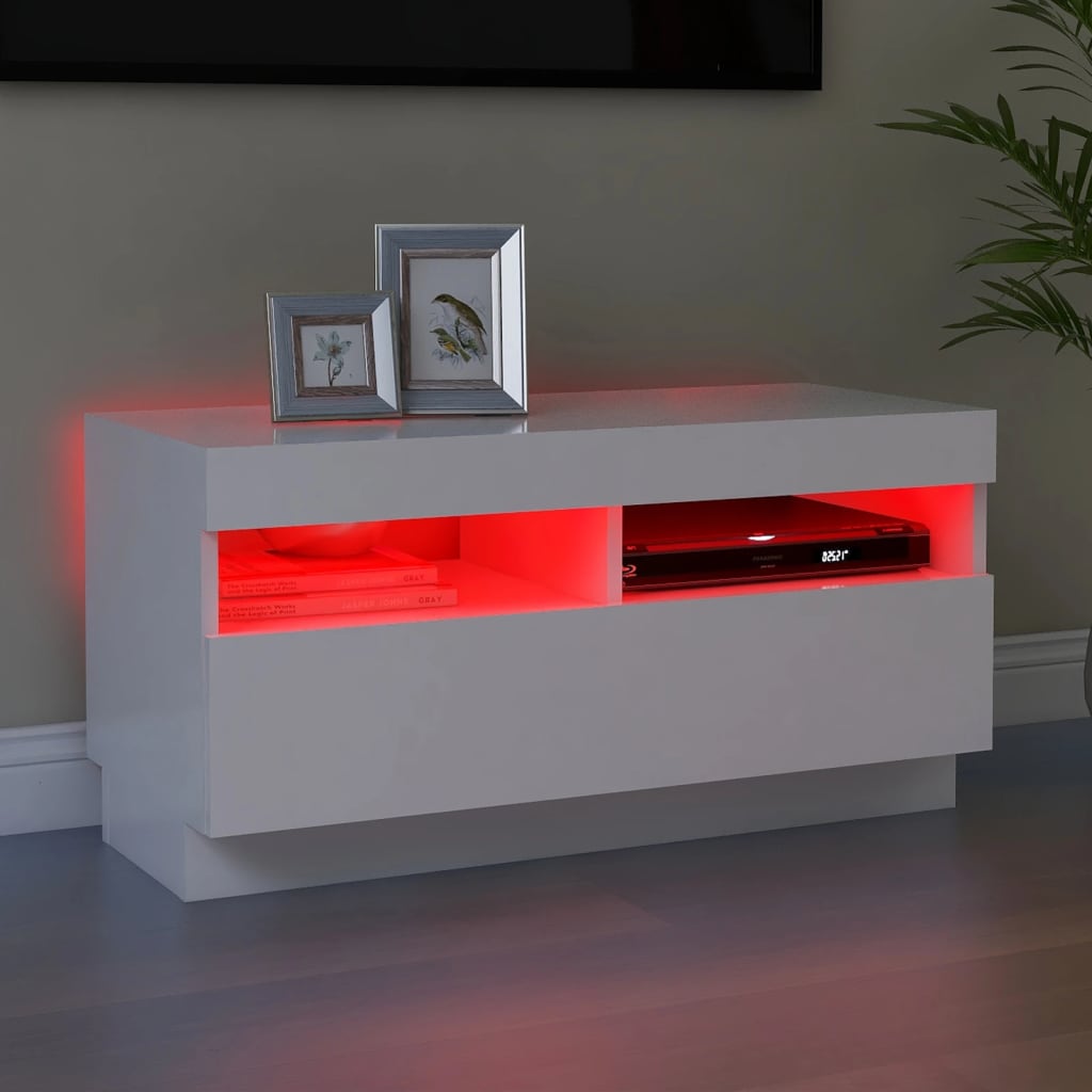 Mobile Porta Tv Con Luci Led 80X35X40 Cm Bianco