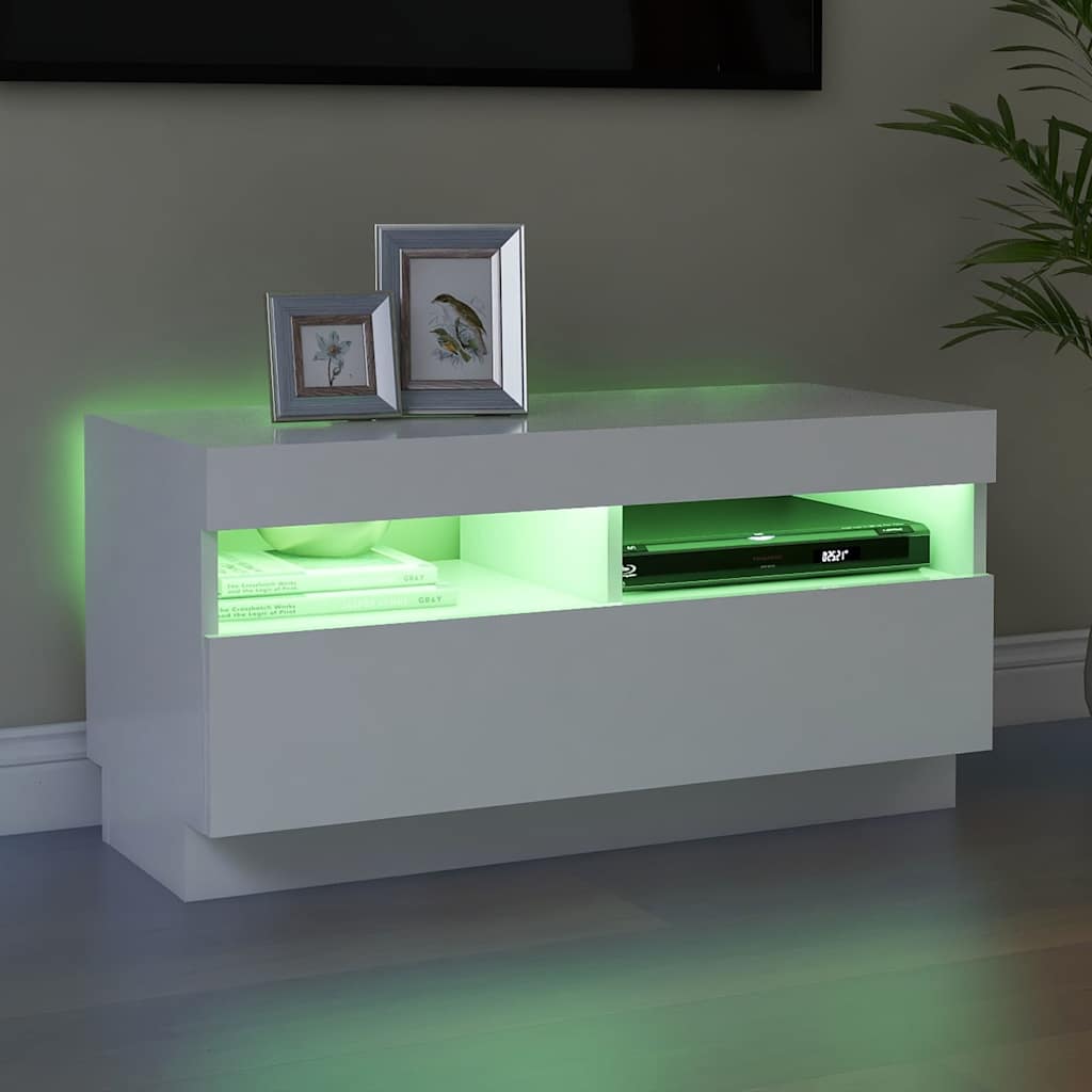 Mobile Porta Tv Con Luci Led 80X35X40 Cm Bianco