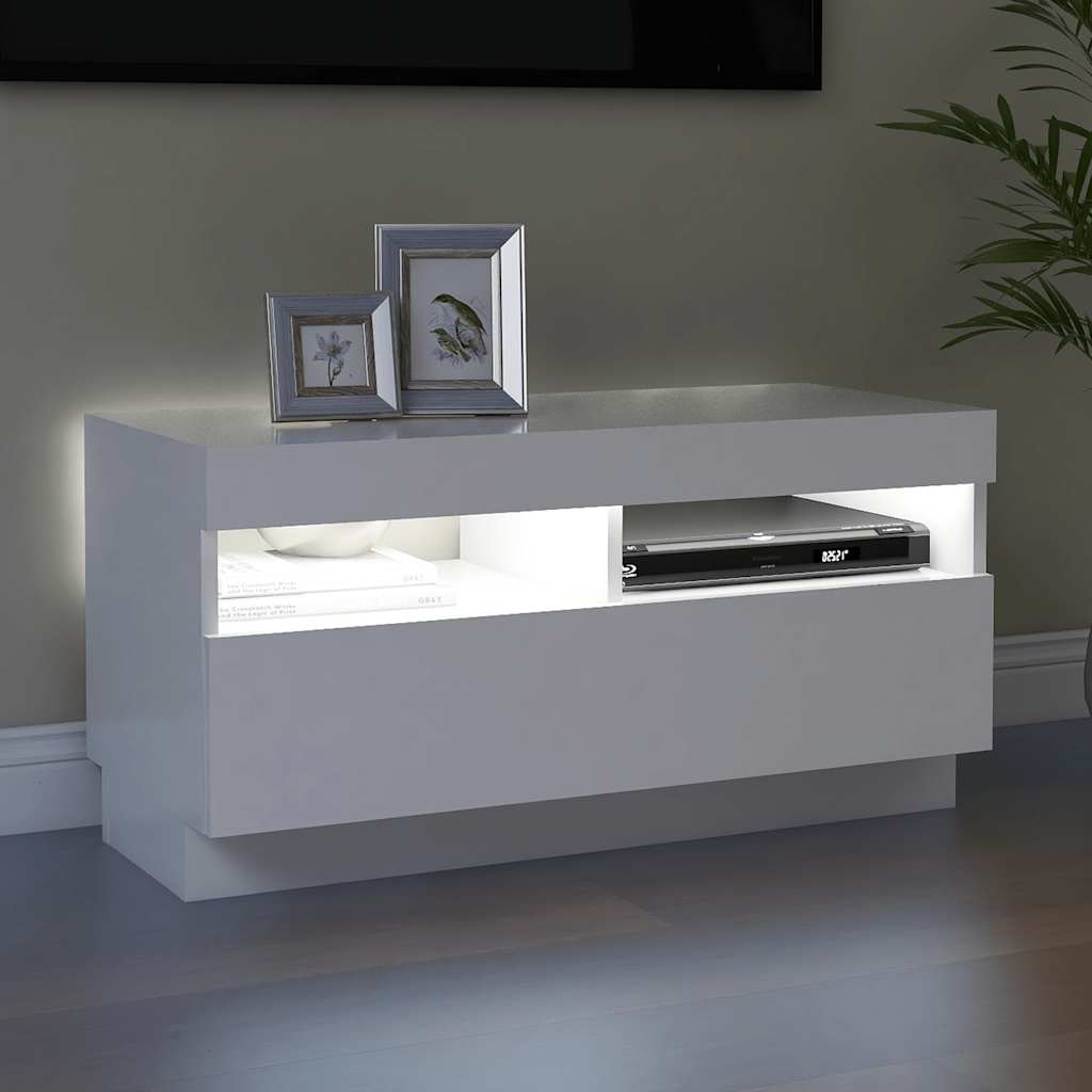 Mobile Porta Tv Con Luci Led 80X35X40 Cm Bianco
