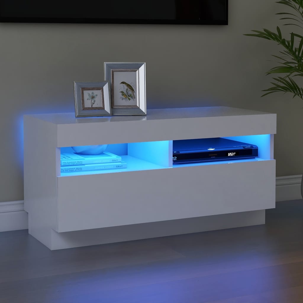 Mobile Porta Tv Con Luci Led 80X35X40 Cm Bianco