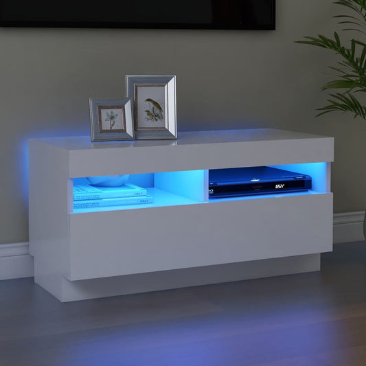 Mobile Porta Tv Con Luci Led 80X35X40 Cm Bianco