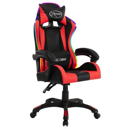 Sedia Da Gaming Con Luci A Led Rgb Rossa E Nera In Similpelle