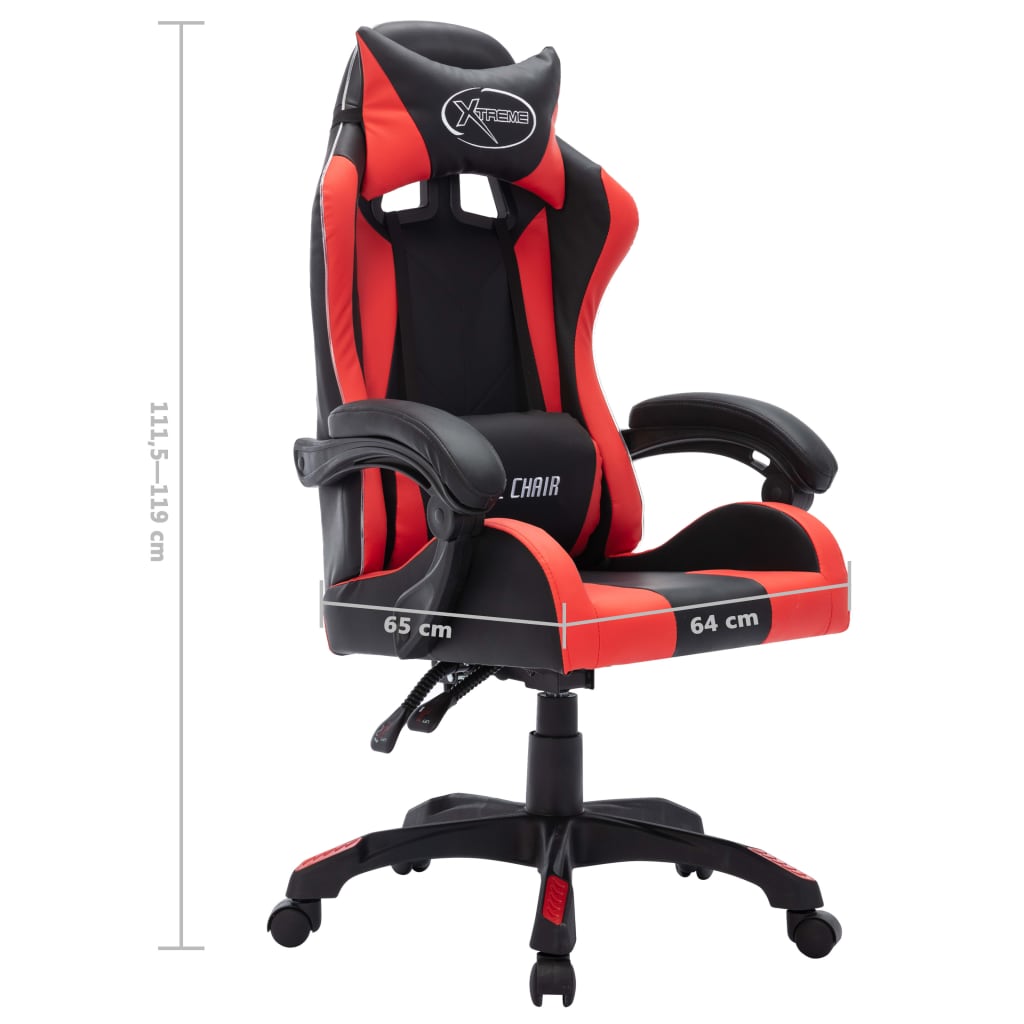 Sedia Da Gaming Con Luci A Led Rgb Rossa E Nera In Similpelle