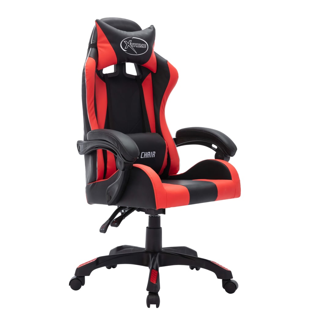 Sedia Da Gaming Con Luci A Led Rgb Rossa E Nera In Similpelle