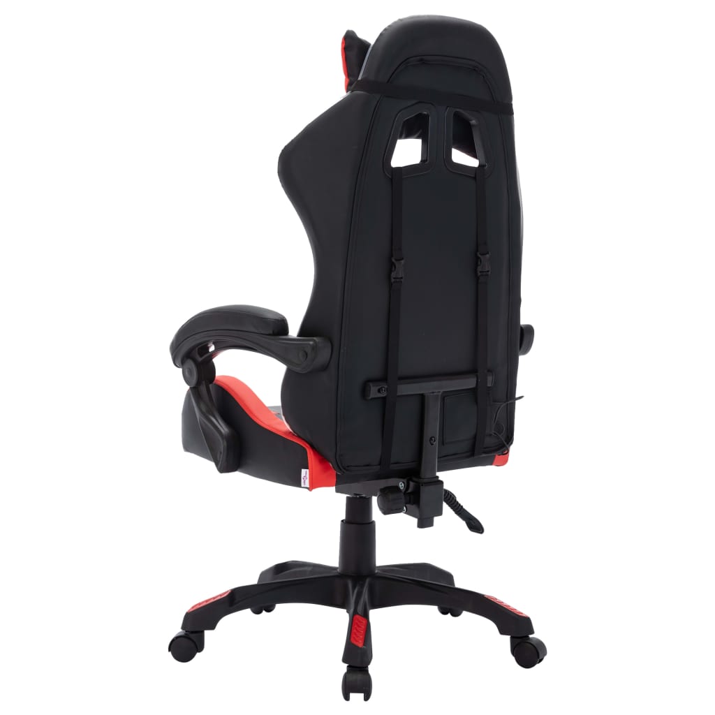 Sedia Da Gaming Con Luci A Led Rgb Rossa E Nera In Similpelle